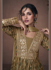 Pure Organza Silk Gown in Beige